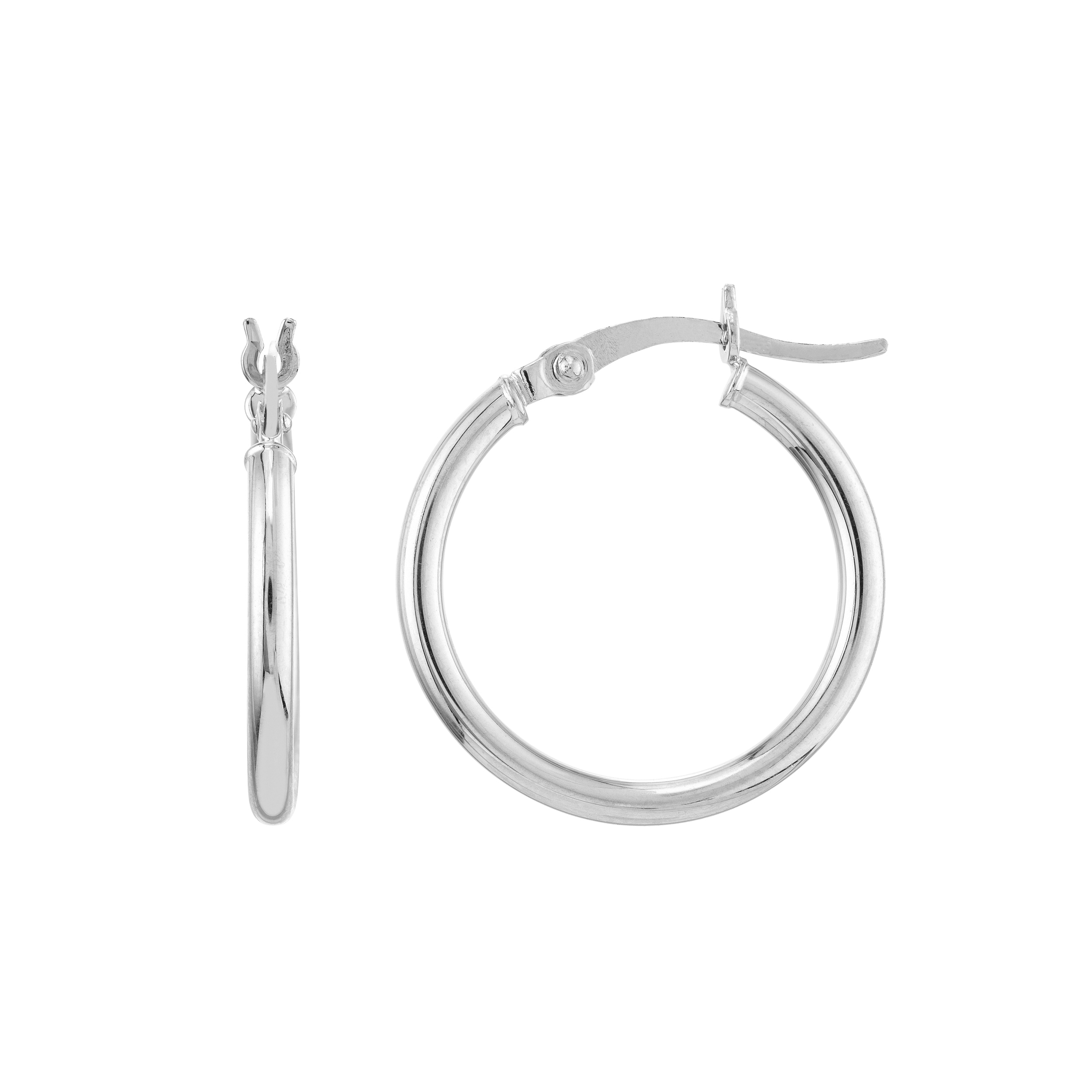 Solid 10K Gold Polished 2mm Round Hoop Earrings 